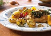 Turkey steaks with cheese-herb crust